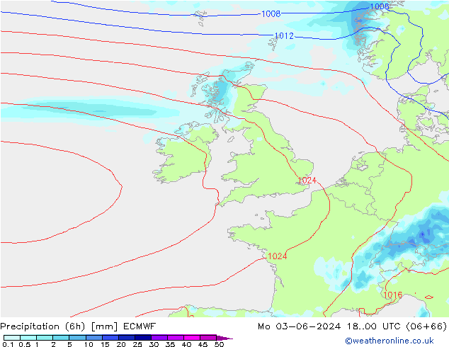 Z500/Rain (+SLP)/Z850 ECMWF пн 03.06.2024 00 UTC