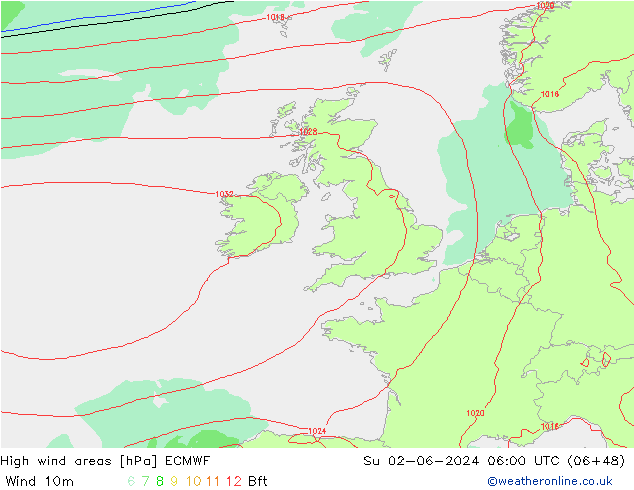 Windvelden ECMWF zo 02.06.2024 06 UTC