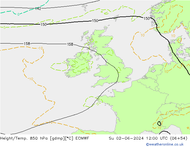 Z500/Regen(+SLP)/Z850 ECMWF zo 02.06.2024 12 UTC