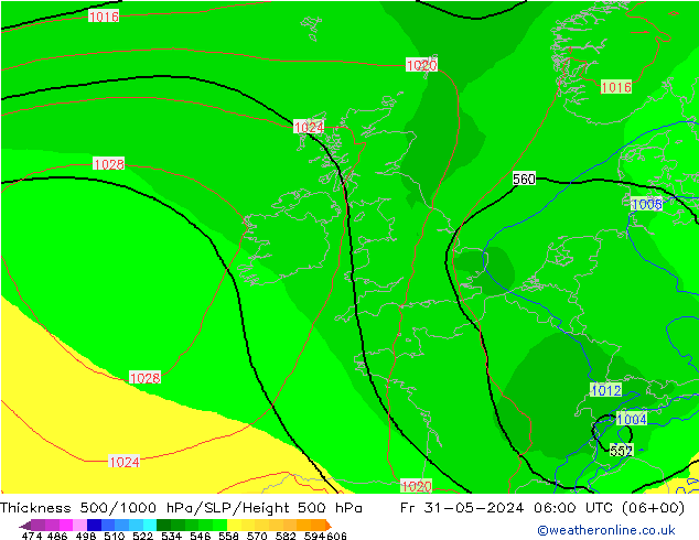 Thck 500-1000hPa ECMWF  31.05.2024 06 UTC