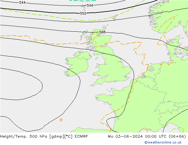 Z500/Rain (+SLP)/Z850 ECMWF Seg 03.06.2024 00 UTC