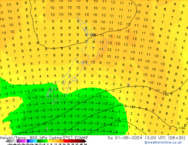 Z500/Rain (+SLP)/Z850 ECMWF  01.06.2024 12 UTC