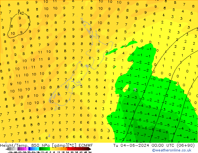 Height/Temp. 850 hPa ECMWF Ter 04.06.2024 00 UTC