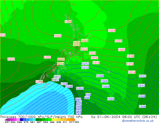 Thck 700-1000 hPa ECMWF  01.06.2024 06 UTC