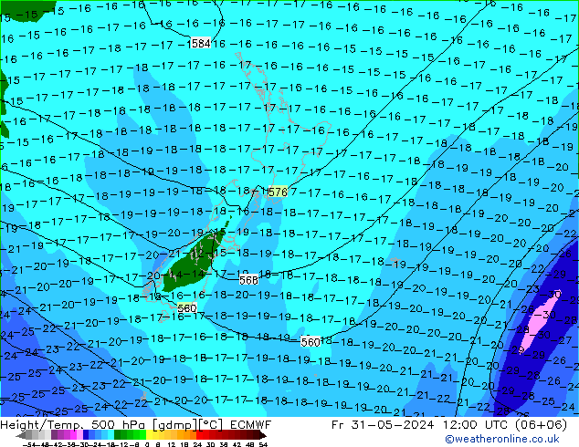 Z500/Rain (+SLP)/Z850 ECMWF пт 31.05.2024 12 UTC