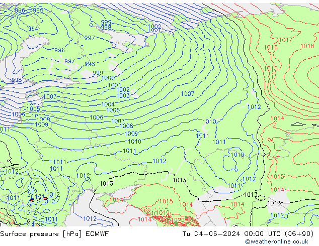 Bodendruck ECMWF Di 04.06.2024 00 UTC