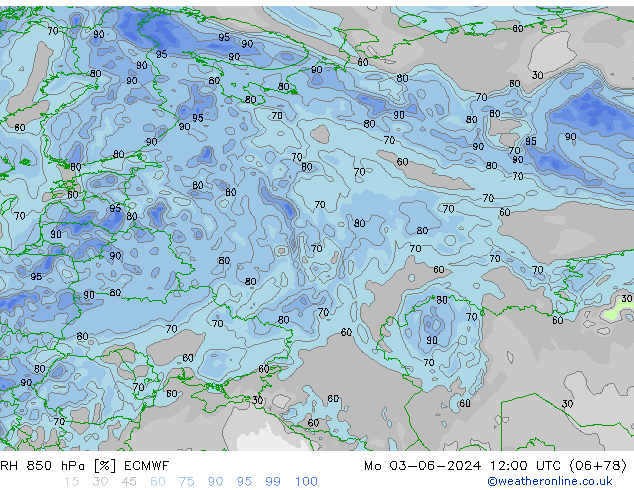 RH 850 hPa ECMWF Mo 03.06.2024 12 UTC