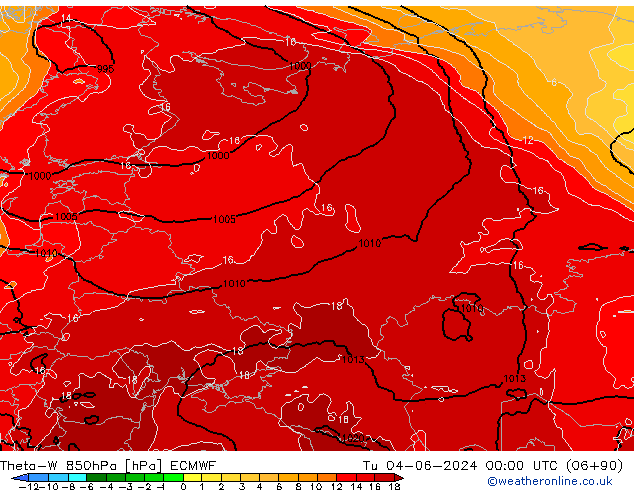 Theta-W 850hPa ECMWF di 04.06.2024 00 UTC