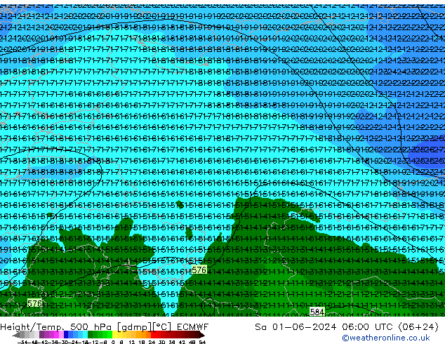 Z500/Rain (+SLP)/Z850 ECMWF sam 01.06.2024 06 UTC