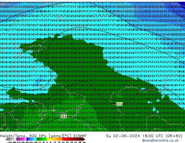 Z500/Rain (+SLP)/Z850 ECMWF Su 02.06.2024 18 UTC