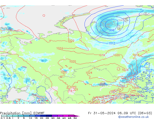 осадки ECMWF пт 31.05.2024 09 UTC