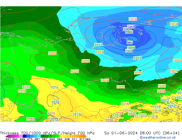 Thck 700-1000 hPa ECMWF sab 01.06.2024 06 UTC