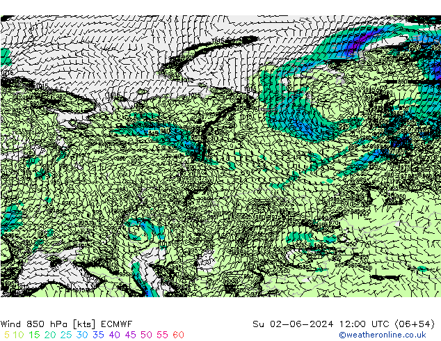 Wind 850 hPa ECMWF zo 02.06.2024 12 UTC