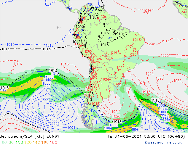 Jet Akımları/SLP ECMWF Sa 04.06.2024 00 UTC