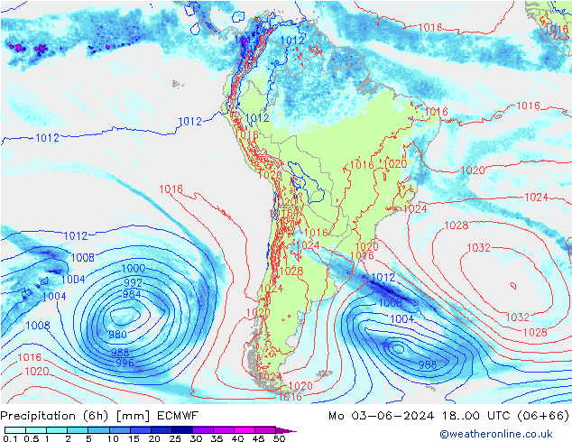 Z500/Rain (+SLP)/Z850 ECMWF lun 03.06.2024 00 UTC