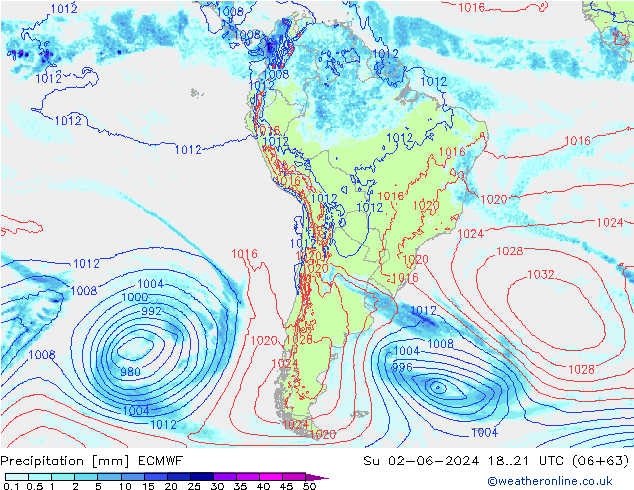 Precipitation ECMWF Su 02.06.2024 21 UTC