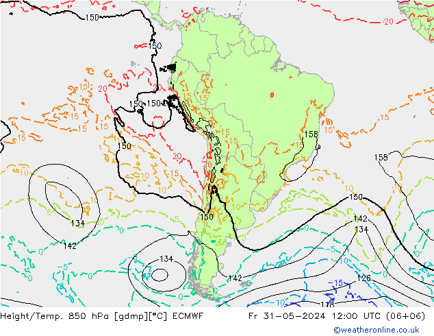 Z500/Rain (+SLP)/Z850 ECMWF ven 31.05.2024 12 UTC