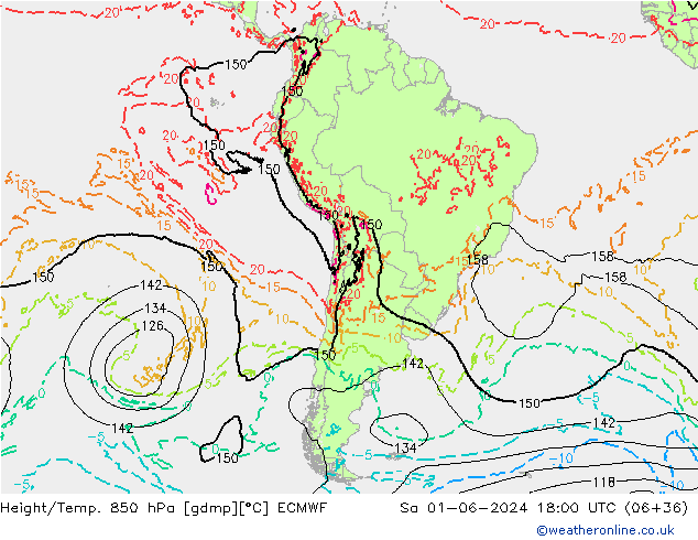 Height/Temp. 850 hPa ECMWF sab 01.06.2024 18 UTC