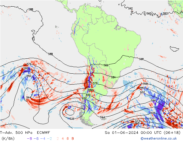 T-Adv. 500 hPa ECMWF Sa 01.06.2024 00 UTC