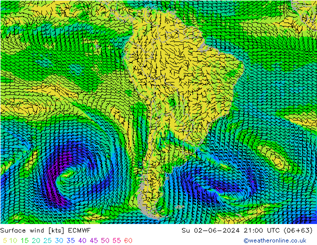 Vento 10 m ECMWF dom 02.06.2024 21 UTC