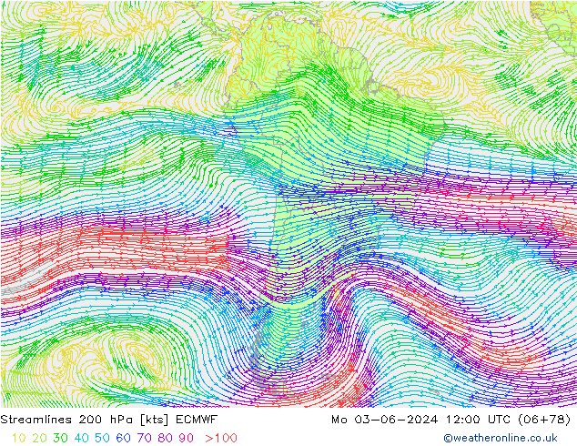 ветер 200 гПа ECMWF пн 03.06.2024 12 UTC
