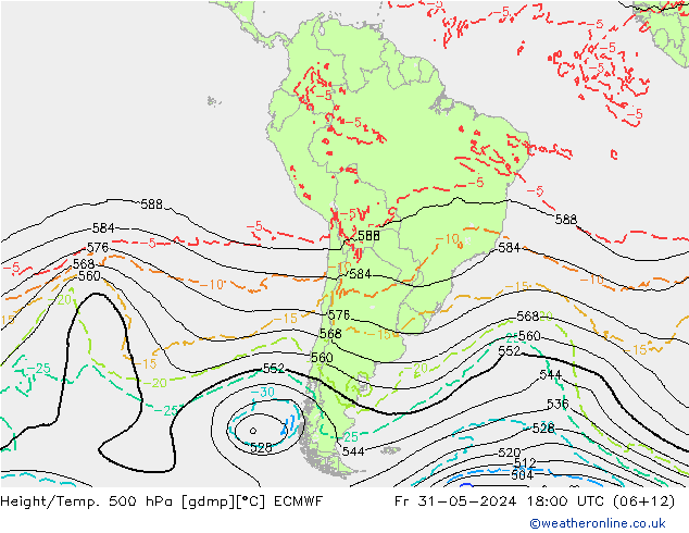 Z500/Yağmur (+YB)/Z850 ECMWF Cu 31.05.2024 18 UTC