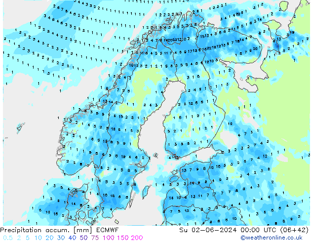 Précipitation accum. ECMWF dim 02.06.2024 00 UTC