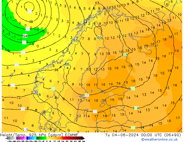 Height/Temp. 925 hPa ECMWF Di 04.06.2024 00 UTC