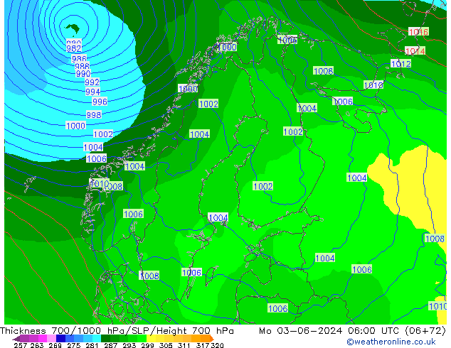 Thck 700-1000 hPa ECMWF Mo 03.06.2024 06 UTC