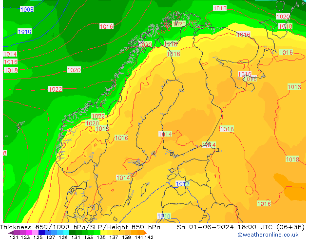 Dikte 850-1000 hPa ECMWF za 01.06.2024 18 UTC