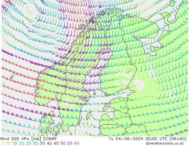 Vento 500 hPa ECMWF Ter 04.06.2024 00 UTC