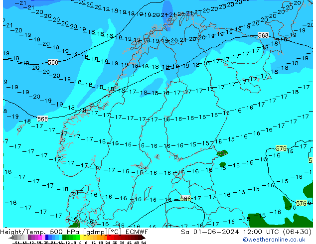 Z500/Rain (+SLP)/Z850 ECMWF Sa 01.06.2024 12 UTC