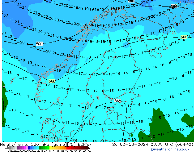 Z500/Rain (+SLP)/Z850 ECMWF dom 02.06.2024 00 UTC