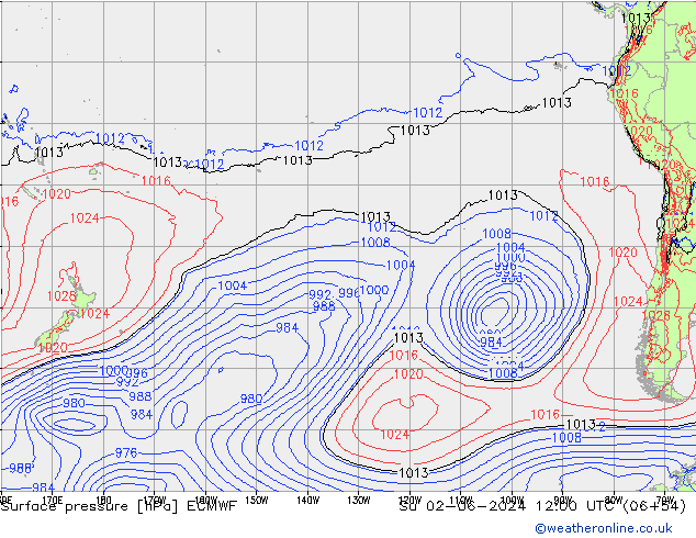 pressão do solo ECMWF Dom 02.06.2024 12 UTC