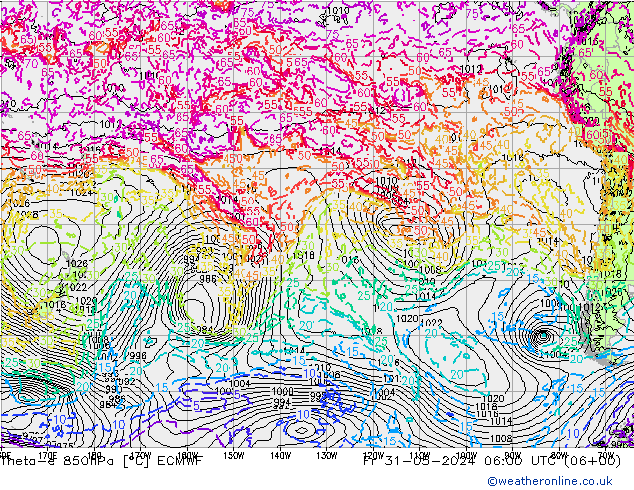 Theta-e 850hPa ECMWF pt. 31.05.2024 06 UTC