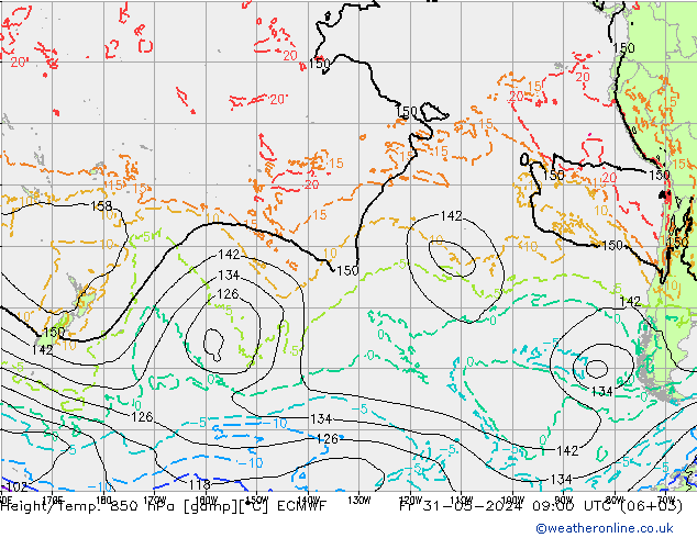 Height/Temp. 850 hPa ECMWF Fr 31.05.2024 09 UTC