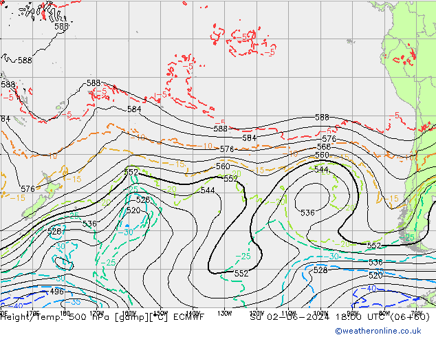 Hoogte/Temp. 500 hPa ECMWF zo 02.06.2024 18 UTC