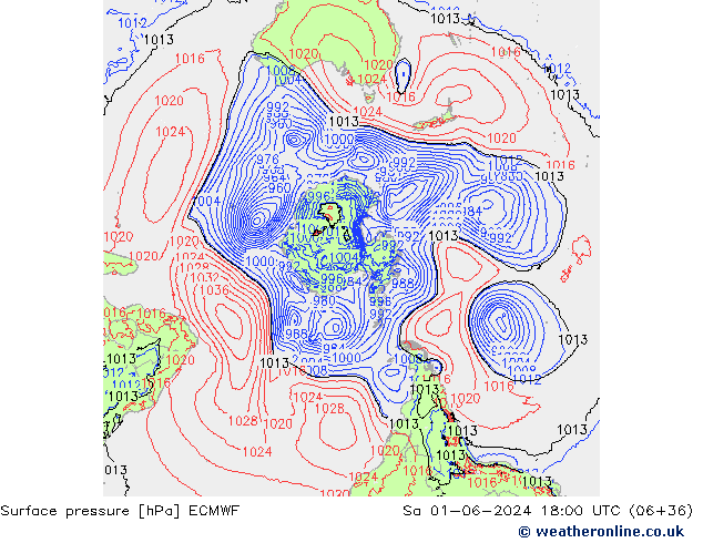 Surface pressure ECMWF Sa 01.06.2024 18 UTC