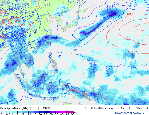 Z500/Rain (+SLP)/Z850 ECMWF Sa 01.06.2024 12 UTC