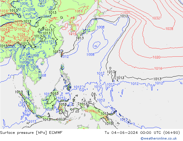 приземное давление ECMWF вт 04.06.2024 00 UTC