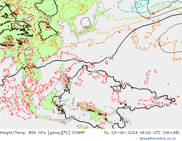 Z500/Rain (+SLP)/Z850 ECMWF Su 02.06.2024 06 UTC