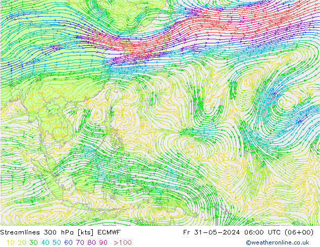 Streamlines 300 hPa ECMWF Fr 31.05.2024 06 UTC