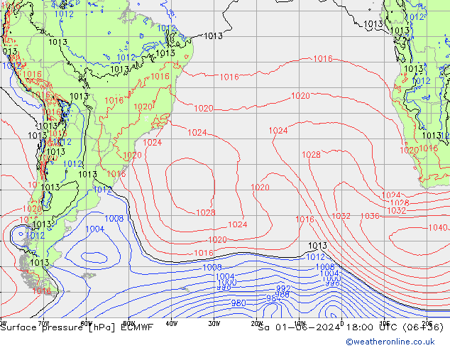 приземное давление ECMWF сб 01.06.2024 18 UTC