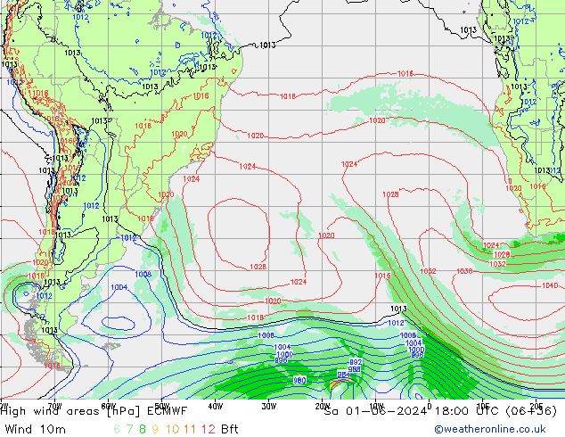 High wind areas ECMWF Sa 01.06.2024 18 UTC