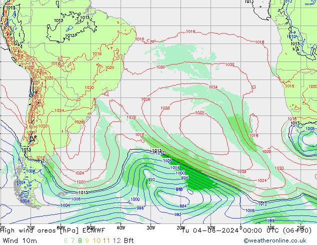High wind areas ECMWF  04.06.2024 00 UTC