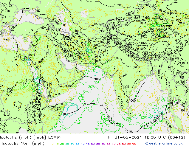 Isotachs (mph) ECMWF  31.05.2024 18 UTC