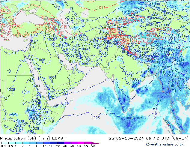 Z500/Rain (+SLP)/Z850 ECMWF Dom 02.06.2024 12 UTC