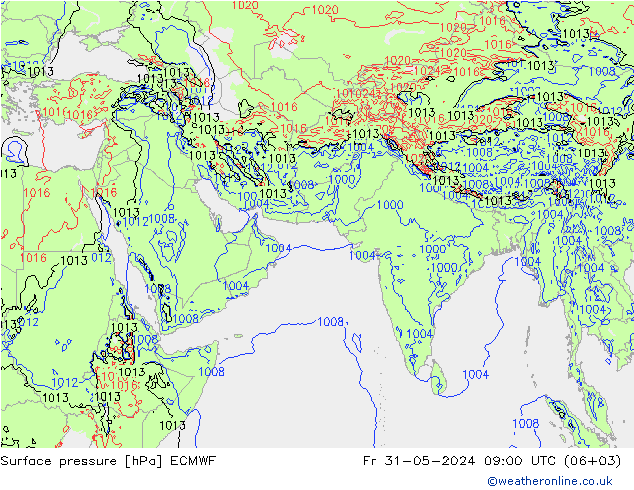 Surface pressure ECMWF Fr 31.05.2024 09 UTC