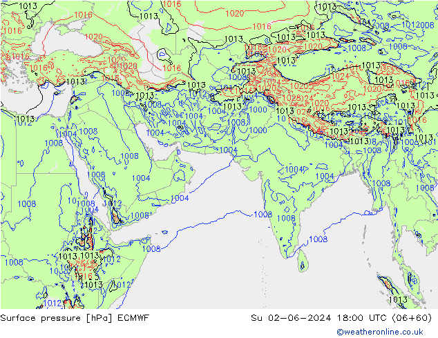 Pressione al suolo ECMWF dom 02.06.2024 18 UTC