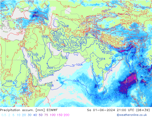 Precipitation accum. ECMWF Sáb 01.06.2024 21 UTC